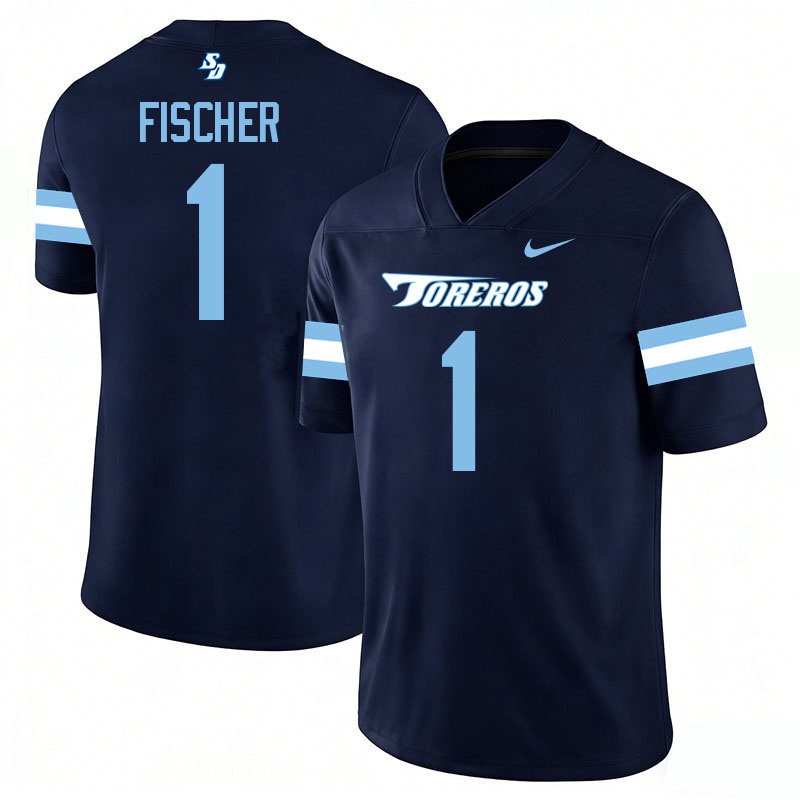 San Diego Toreros #1 Nate Fischer College Football Jerseys,Uniforms-Navy